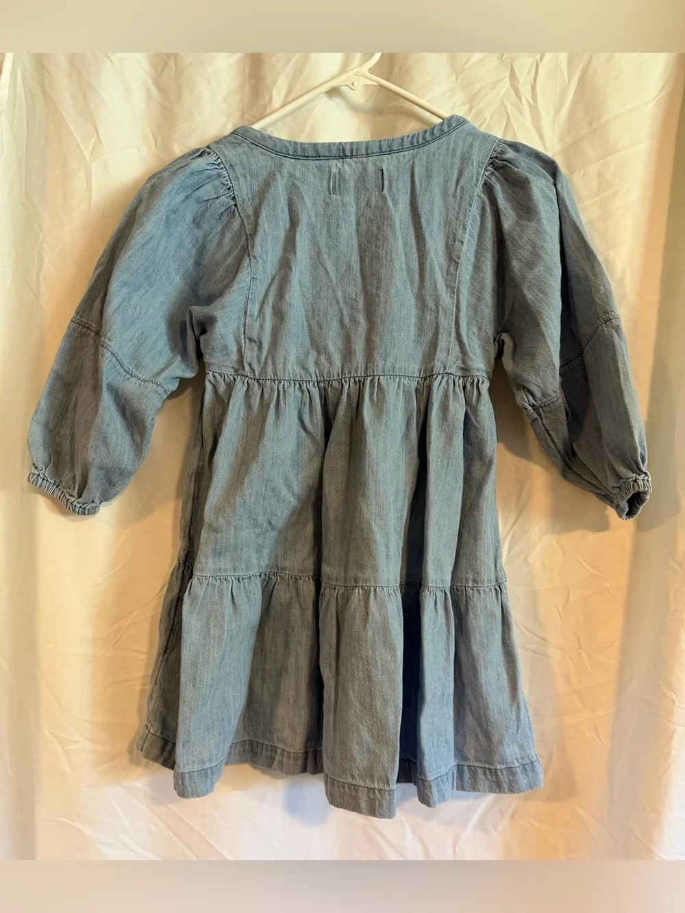 Old Navy Light Blue Denim Tiered Dress with Button Placket